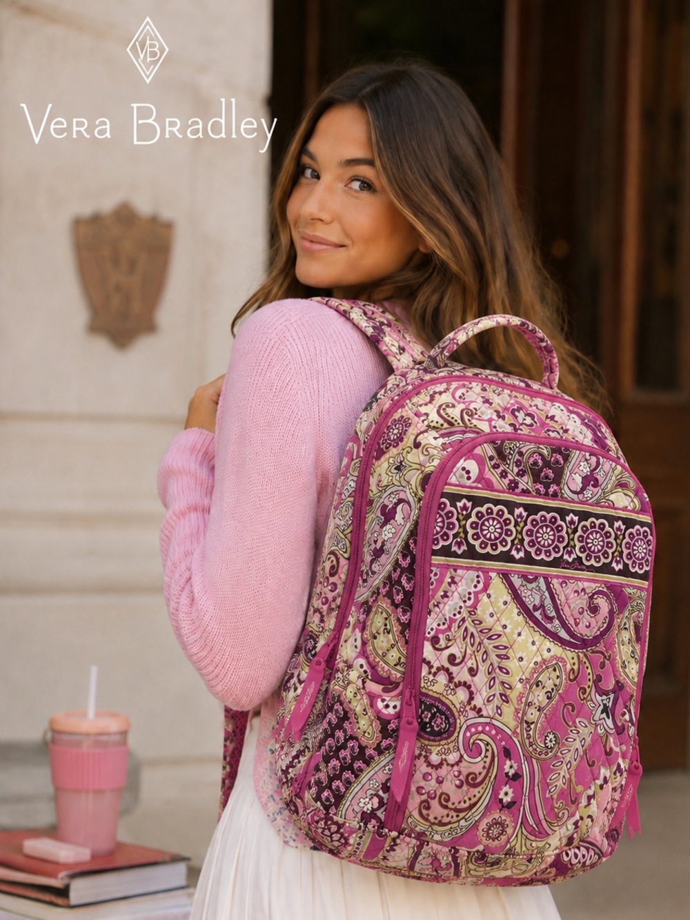 Vera Bradley Campus Backpack Very Berry Paisley Retired Print Excellent Conditio